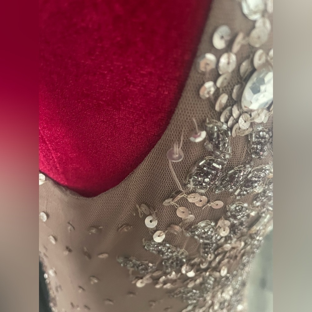 Adrianna Papell Sequin Embellished Cocktail Dress - Beige - Picture 4 of 13